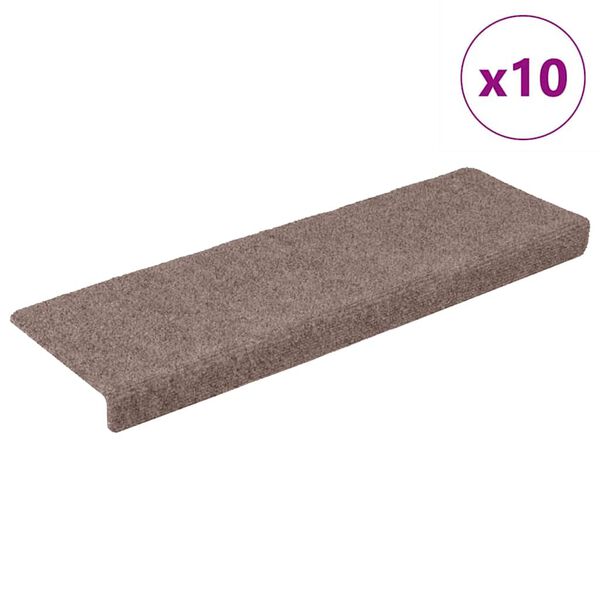 vidaXL Porrasmatot itseliimautuvat 10 kpl 65x21x4 cm vaaleanruskea suorakaiteen muotoiset reunat