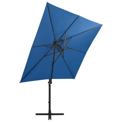 vidaXL Riippuva aurinkovarjo tangolla ja LED-valoilla taivaans. 250 cm