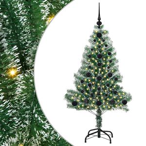 vidaXL Tekoinen joulukuusi lumiflockilla ja LED-valolla 120 cm