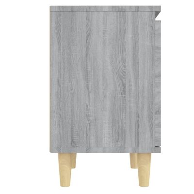 vidaXL Yöpöytä täyspuujaloilla harmaa Sonoma 40x30x50 cm