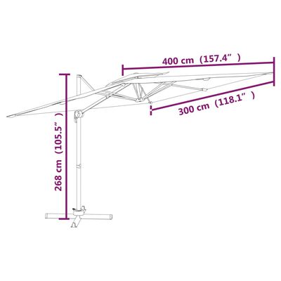 vidaXL Riippuva kaksois-aurinkovarjo terrakotta 400x300 cm