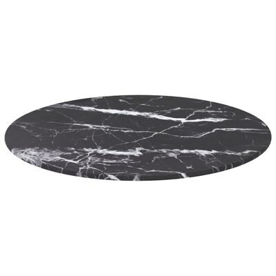 vidaXL Pöytälevy musta Ø50x0,8 cm karkaistu lasi marmorikuvio