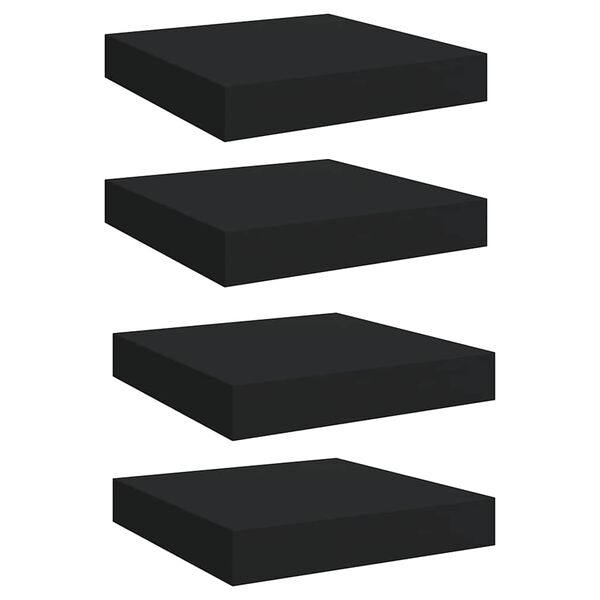 vidaXL Kelluvat sein&auml;hyllyt 4 kpl musta 23x23,5x3,8 cm MDF