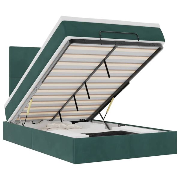 vidaXL Ottomaanisänky patjoineen tummanvihreä 120x200cm sametti