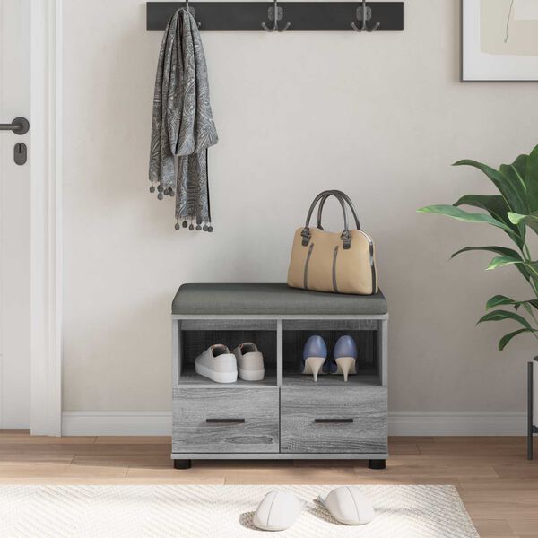 vidaXL Halli penkki tyynyll&auml; Harmaa Sonoma 60 x 38 x 46 cm