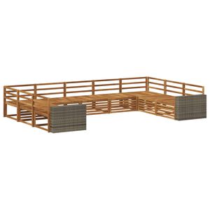 vidaXL Ulkosohvakokoelma 9 pcs Luonnollinen Tihe&auml; akasiapuu