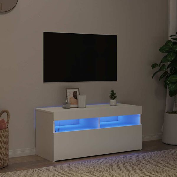 vidaXL TV-taso LED-valoilla valkoinen 90x35x40 cm