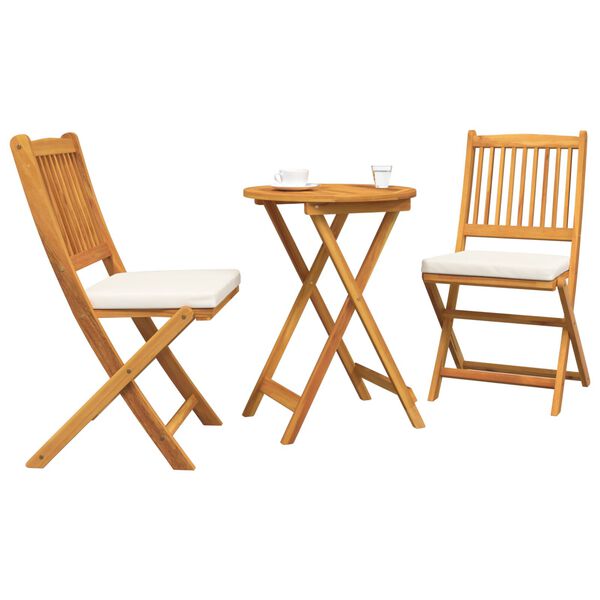 vidaXL Puutarhan Bistro Set 3 pcs Ruskea täysi akaasiapuu