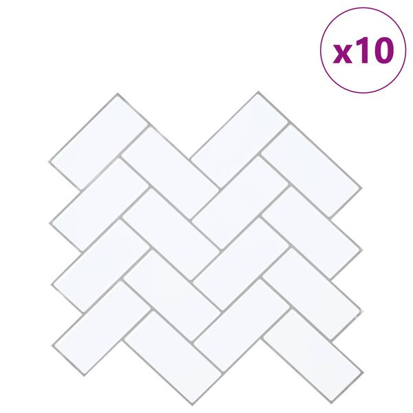 vidaXL Herringbone-laatta 10 pcs Valkoinen harmaa 30 x 30 cm