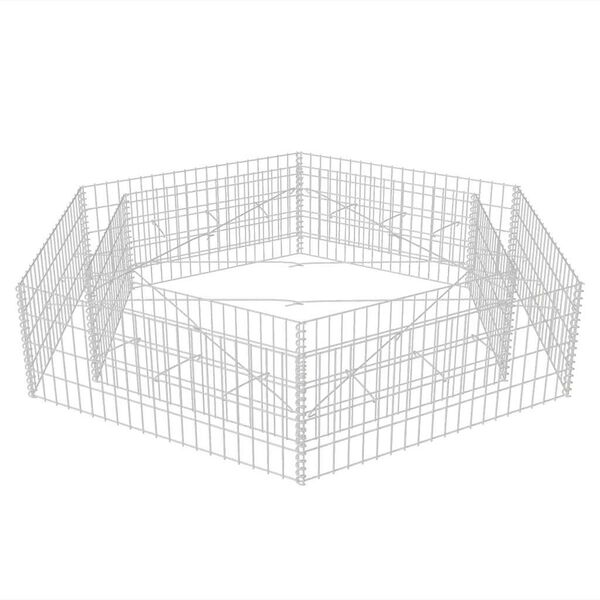 vidaXL Korotettu kuusikulmainen gabion-/kivikorikehys 200x173x40 cm