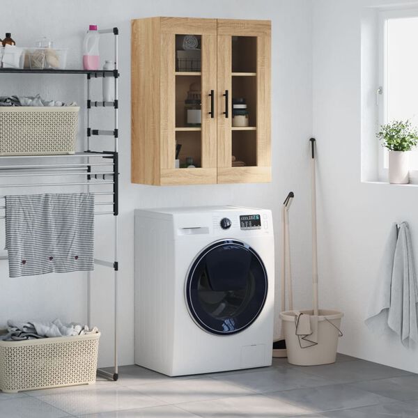 vidaXL Sein&auml;kiinnitett&auml;v&auml; kaappi Sonoma-tammi 69,5x34x90 cm