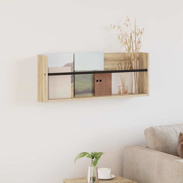 vidaXL Lehtiteline hyllyll&auml; Sonoman tammi 80 x 12 x 30 cm Tekninen puu