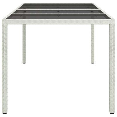 vidaXL Puutarhapöytä valk. 190x90x75 cm karkaistu lasi ja polyrottinki