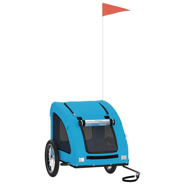vidaXL Lemmikinkuljetuskärry pyörään sininen kangas ja rauta