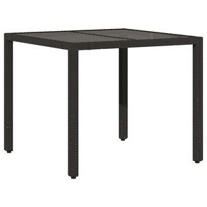 vidaXL Puutarhap&ouml;yt&auml; lasilevyll&auml; musta 90x90x75 cm polyrottinki