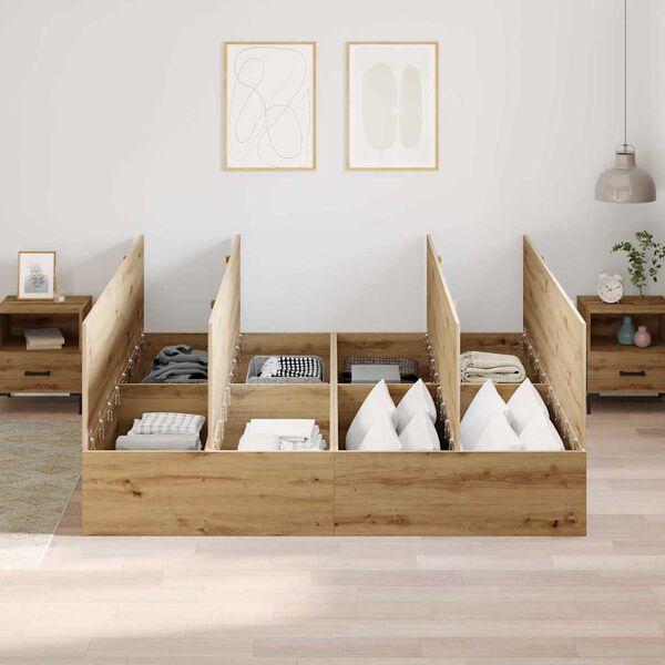 vidaXL S&auml;ilytystilallinen s&auml;ngynrunko Artisan tammi 200 x 200 cm