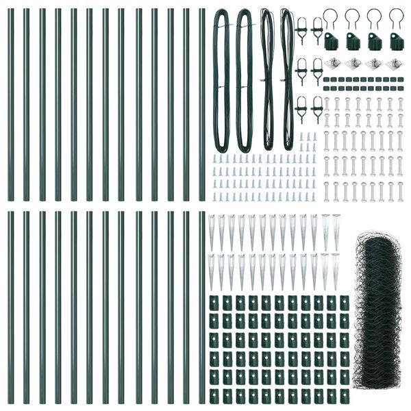 vidaXL Aitalatu Vihre&auml; 50 x 1 m (36 mm verkko) Ter&auml;st&auml; ja PVC:t&auml;