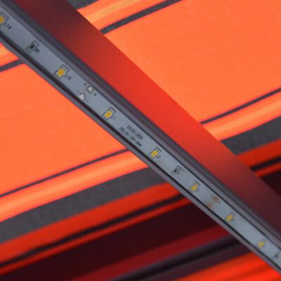 vidaXL Käsin sisäänkelattava markiisi LEDillä 600x300cm oranssi/ruskea