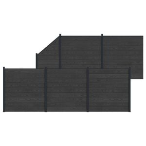 vidaXL Aidat Setti 6 pcs 965 x 186 cm WPC ja alumiini Musta