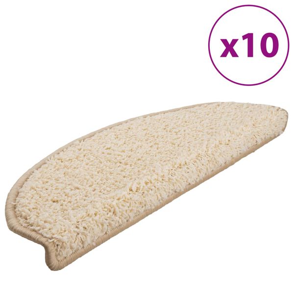 vidaXL Porrasmatot 10 kpl 65x21x4 cm Kermanvärinen Puolipyöreä Suuri