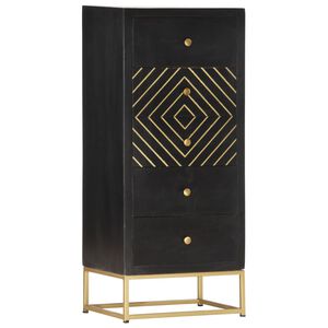 vidaXL Lipasto musta ja kulta 45x30x105 cm t&auml;ysi mangopuu