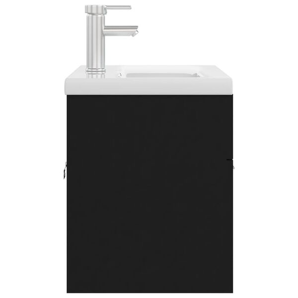 vidaXL Allaskaappi sis&auml;&auml;nrakennetulla altaalla musta tekninen puu