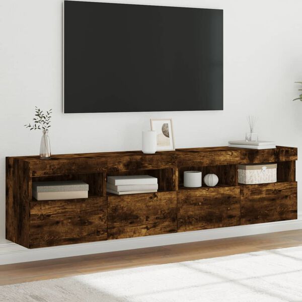 vidaXL TV-sein&auml;kaapit LED-valoilla 2 kpl savutammi 80x30x40 cm