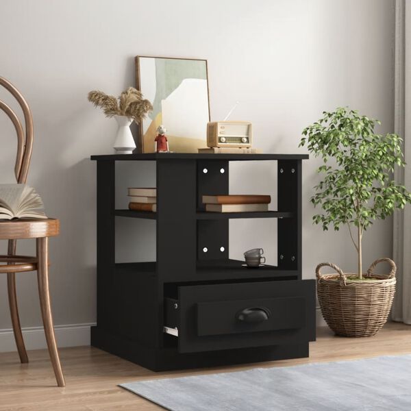 vidaXL Sivup&ouml;yt&auml; musta 50x50x60 cm tekninen puu