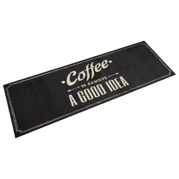 vidaXL Keitti&ouml;n pest&auml;v&auml; lattiamatto Coffee teksti 60x180 cm sametti