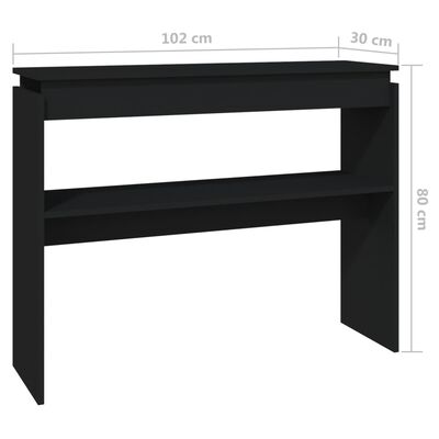 vidaXL Konsolipöytä musta 102x30x80 cm lastulevy