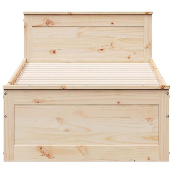 vidaXL Sängynrunko ilman patjaa päädyllä 75x190 cm täysi mänty