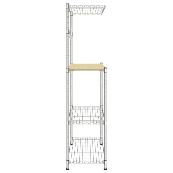 vidaXL 4-kerroksinen mikroaaltouuniteline 90x35x150 cm kromattu rauta