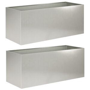 vidaXL Puutarha ruukku 2 kpl Hopea 80 x 40 x 40 cm Ruostumaton ter&auml;s