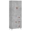 vidaXL Kaappi betoninharmaa 69,5x34x180 cm tekninen puu