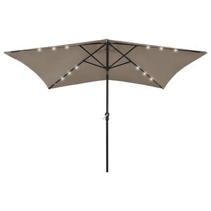 vidaXL Puutarha-aurinkovarjo LED-valot ja ter&auml;stolppa 2x3 m taupe