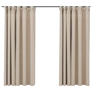 vidaXL Pellavamaiset pimennysverhot koukuilla 2 kpl beige 140x175 cm