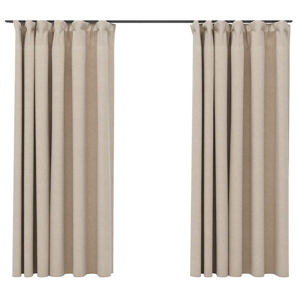vidaXL Pellavamaiset pimennysverhot koukuilla 2 kpl beige 140x175 cm
