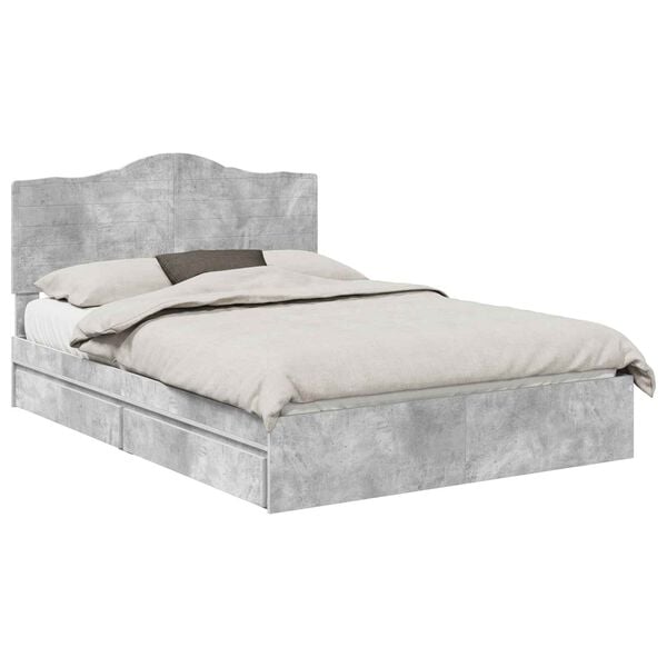 vidaXL S&auml;ilytyss&auml;nky p&auml;&auml;tyll&auml; Betoni Harmaa 5FT King Size Tekninen puu