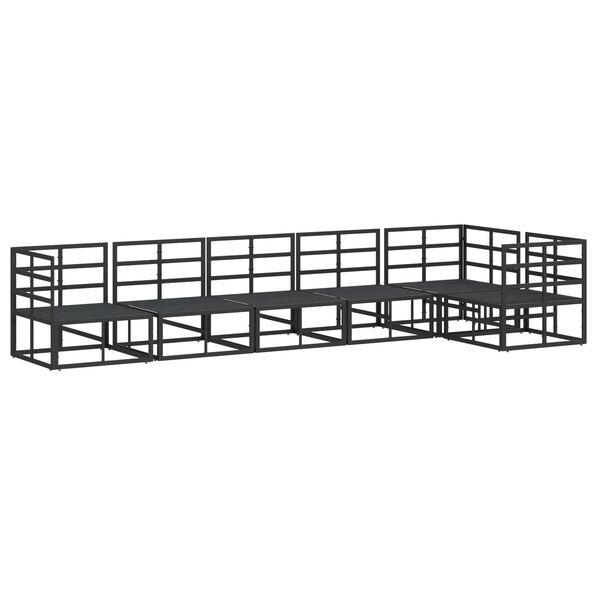 vidaXL Puutarhasohva Setti tyynyllä 6 pcs Musta Alumiini