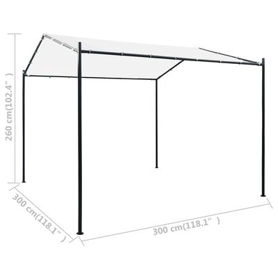 vidaXL Huvimaja 3x3x2,6 m valkoinen 180 g/m²