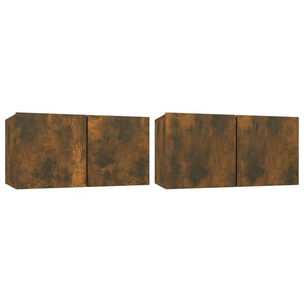 vidaXL 4-osainen TV-kaappisarja savutammi tekninen puu