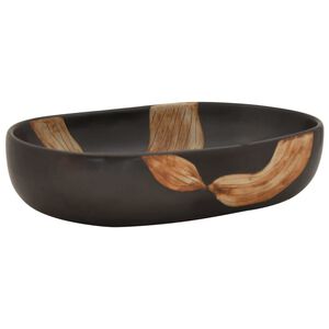 vidaXL Pesuallas ty&ouml;tasolle musta ovaali 59x40x14 cm keraaminen