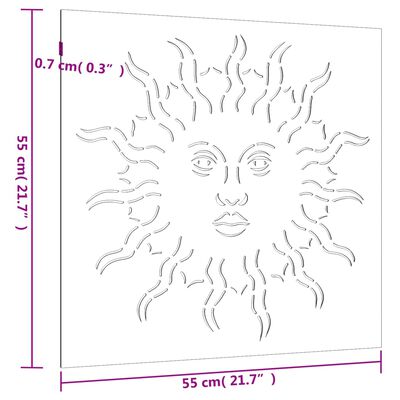 vidaXL Puutarhaseinäkoriste 55x55 cm corten teräs aurinkokuvio