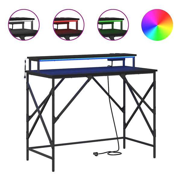 vidaXL P&ouml;yt&auml; hyllyll&auml; Musta tammi. 100 x 50 x 86,5 cm Tekninen puu