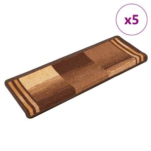 vidaXL Itsekiinnittyv&auml;t porrasmatot 5 kpl 65x21x4 cm ruskea