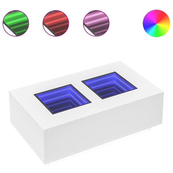 vidaXL sohvapöytä Infinity LED-valoilla valkoinen 116x69x40 cm