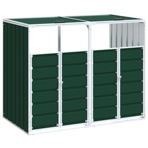 vidaXL Wheelie Bin S&auml;ilytys kaksoisastioille Vihre&auml; 144x81x113cm Ter&auml;s