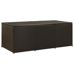 vidaXL Puutarhan s&auml;ilytyslaatikko polyrottinki 180x90x70 cm ruskea