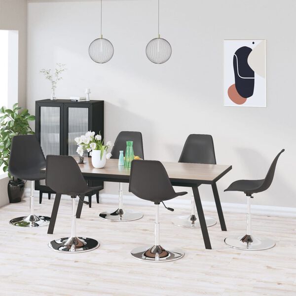 vidaXL Pyörivät ruokatuolit 6 kpl harmaa PP