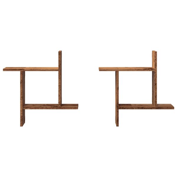 vidaXL Seinähyllyt 2 kpl vanha puu 50x12x50 cm tekninen puu